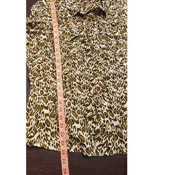 Jones New York Sport Animal Print Long Sleeve Button Up Roll Tab Blouse XL - Picture 4 of 5